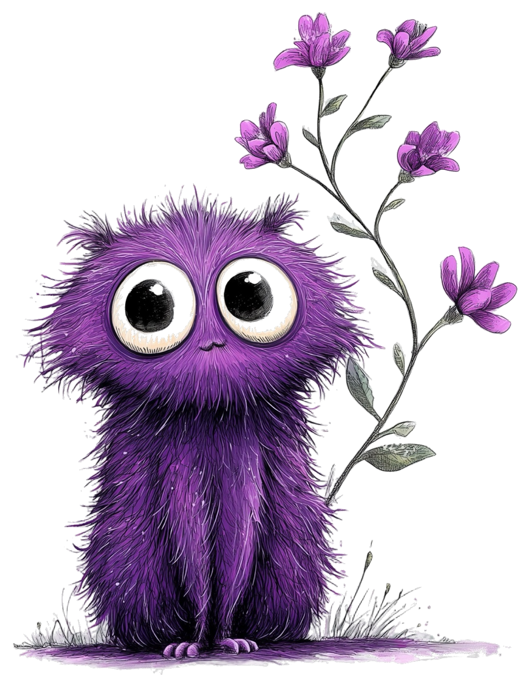 Purple Momo with flowers